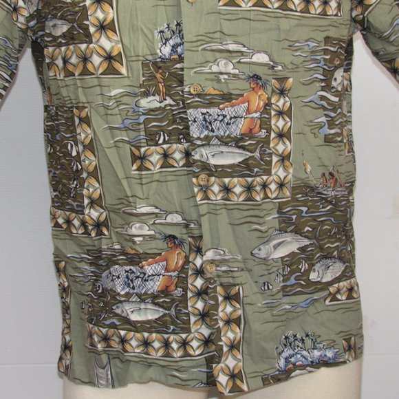 Vtg Hawaiian Shirt KALAHEO Sz M Made in HawaiiFloral Tropical Spearfishing Men - Picture 4 of 11